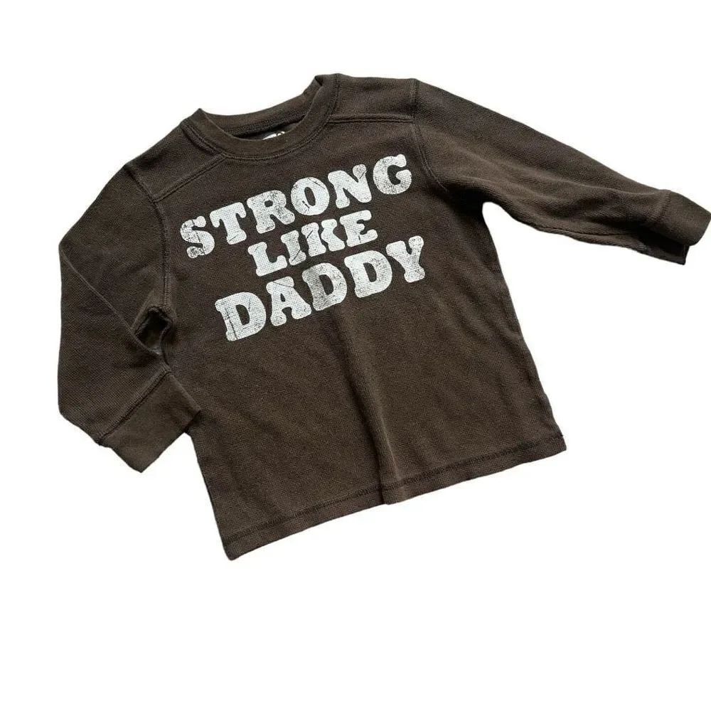 Boys Crazy 8 2011 Strong Like Daddy Waffle Knit Thermal Style LS Shirt  Sz 3